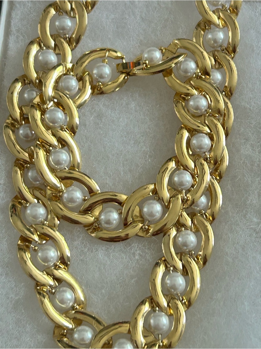 Gold Pearl-Accented Chain Necklace - Women Jewelry set
